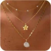 3pcs Set Minimalist Elegant Seashell Flower Faux Pearl Necklace For Women Summer Beach Dating Party Daily Wear Jewelry Gifts