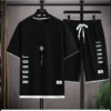 Stylish casual T-shirt + Shorts set Men's sports set Loose comfortable low Run 2025 men's summer Waffle suit