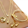 Europe and America Accessory Water Drop Necklace Four-Piece Set Fashion Bracelets Rings Earrings Necklace Paty Jewerly Set Gift